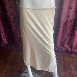 Retro Vintage Cream Midi Lace Slip Skirt Size Medium